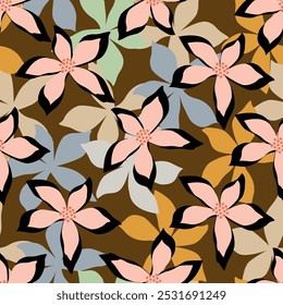 Padrão contínuo de flores tropicais abstratas. Ilustração de vetor