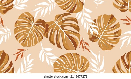 Seamless abstract tropical leaves pattern. Vector Illustration.