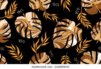 Seamless abstract tropical leaves. Vector Illustration.