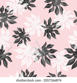 Seamless abstract tropical pattern with exotic leaves. Fashion print