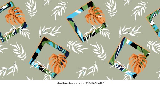 Seamless abstract tropical pattern. Vector Illustration.