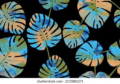 Seamless abstract tropical pattern. Vector Illustration.