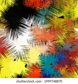 Seamless abstract tropical vector pattern with multicolors