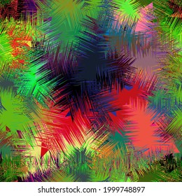 Seamless abstract tropical vector pattern with multicolors
