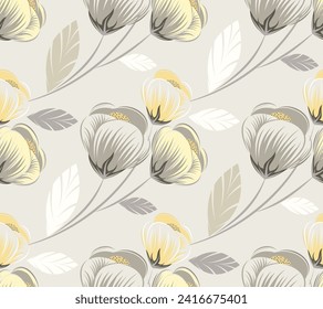 Seamless abstract tulip flower pattern design