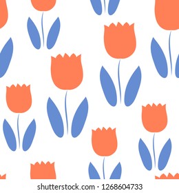 Seamless abstract tulips pattern