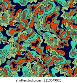 Seamless abstract unique artwork with hand drawn wave pattern