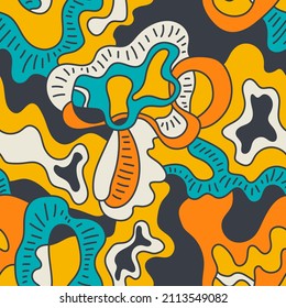 Seamless abstract unique artwork with hand drawn wave pattern