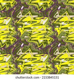 Seamless abstract unique pattern with curved brush strokes