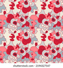 Seamless abstract unusual artwork with colorful hand drawn psychedelic patterns