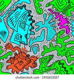 Seamless abstract unusual artwork with freehand strange pattern