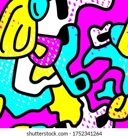 Seamless abstract unusual backdrop with hand draw colorful pattern.
