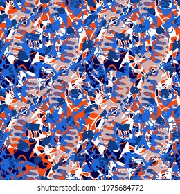 Seamless abstract unusual colorful artwork with decorative vector pattern and grunge spots
