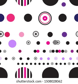 Seamless abstract unusual geometry circles pattern on white background. Pattern for fabric or Wallpaper.