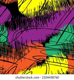 Seamless abstract unusual pattern with chaotic grunge lines