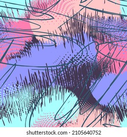 Seamless abstract unusual pattern with chaotic grunge lines