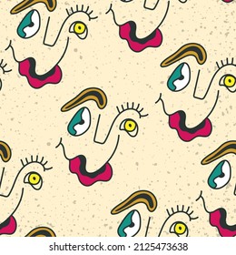 Seamless abstract unusual pattern with repeat creature faces