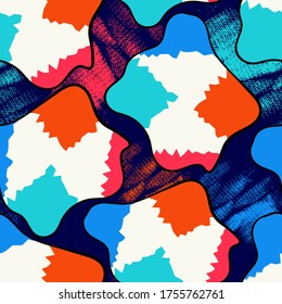 Seamless abstract urban backdrop with wave shapes and grunge spots.