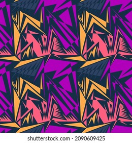 Seamless abstract urban geometry pattern with curved vector elements