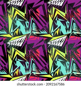 Seamless abstract urban geometry pattern with curved vector elements