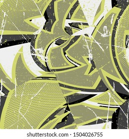 Seamless abstract urban pattern with chaotic grunge elements.