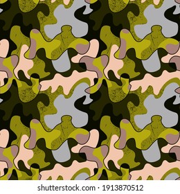 Seamless abstract urban pattern with chaotic wave shapes and grunge lines