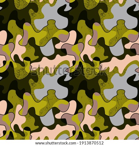Seamless abstract urban pattern with chaotic wave shapes and grunge lines