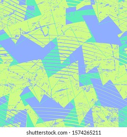 Seamless abstract urban pattern with curved geometry elements, lines.
