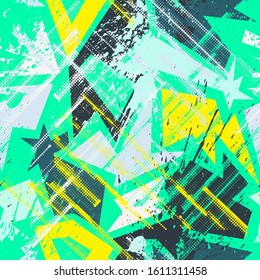 Seamless abstract urban pattern with curved grunge elements.