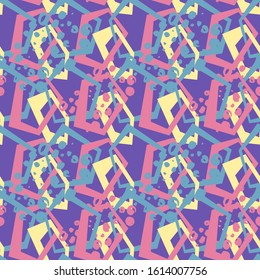Seamless abstract urban pattern with curved chaotic elements.