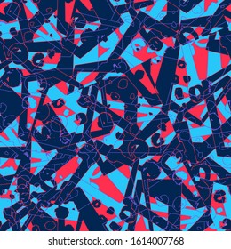 Seamless abstract urban pattern with curved chaotic elements.