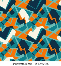 Seamless abstract urban pattern with curved geometry elements.