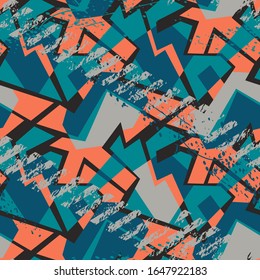 Seamless abstract urban pattern with curved geometry elements.