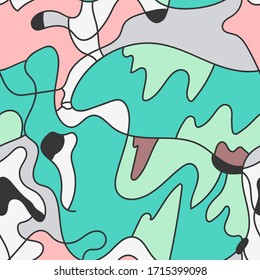 Seamless abstract urban pattern with curved splashes. 