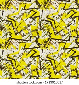 Seamless abstract urban pattern with curved geometry elementsand grunge curved lines