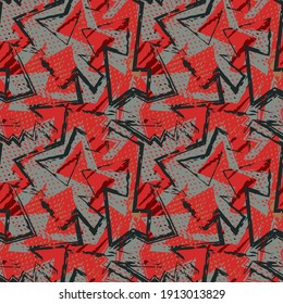 Seamless abstract urban pattern with curved geometry elementsand grunge curved lines