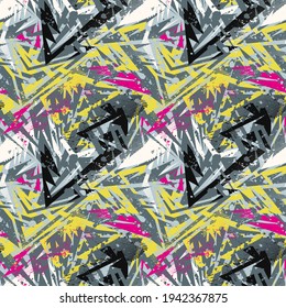 Seamless abstract urban pattern with curved elemnts and grunge spots