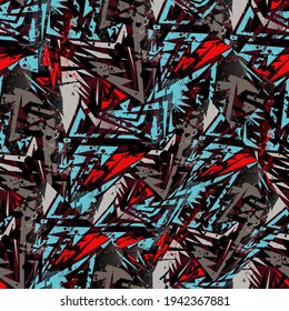 Seamless abstract urban pattern with curved elemnts and grunge spots