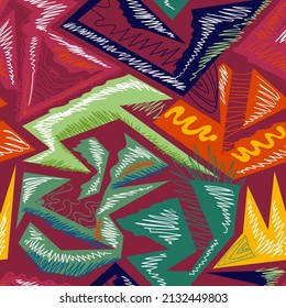 Seamless abstract urban pattern with curved geometry elements and lines