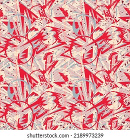Seamless abstract urban pattern with curved geometry elemets and grunge circles
