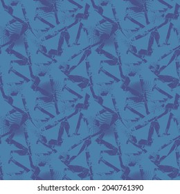 Seamless abstract urban pattern with grunge spots and curved geometry elements
