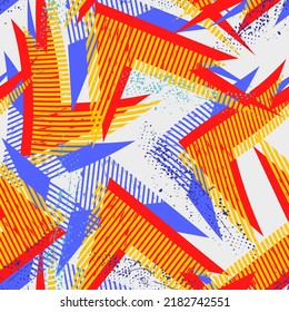 Seamless abstract urban pattern with grunge spots and curved elements
