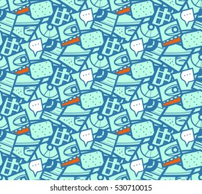 Seamless abstract urban pattern with lifestyle elements