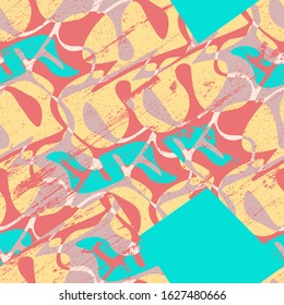 Seamless abstract urban pattern with wave shapes, grunge.