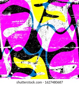 Seamless abstract urban pattern with wave shapes, grunge.
