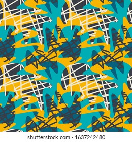Seamless abstract urban pattern with wavy elements, chaotic line.