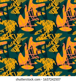Seamless abstract urban pattern with wavy elements, chaotic line.
