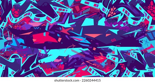 Seamless Abstract Urban Street Art Graffiti Style Vector Illustration Background Template