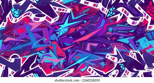 Seamless Abstract Urban Street Art Graffiti Style Vector Illustration Background Template