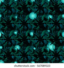 Seamless, abstract, vector background cell. Organism. Medicine. Turquoise-blue pattern.